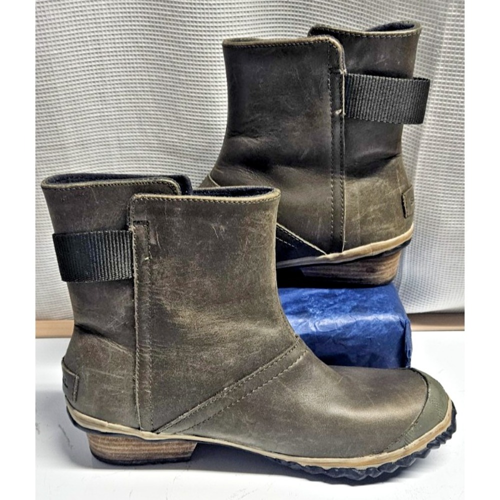 SOREL womens NL 2156-383 Green leather ankle boots US 8.5